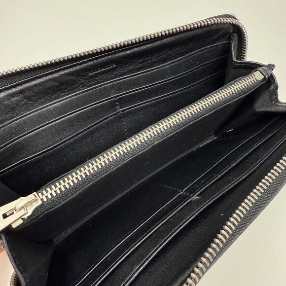 AllSaints Black Leather Zip Around Slim Wallet w/ Card Slots - Picture 3 of 5